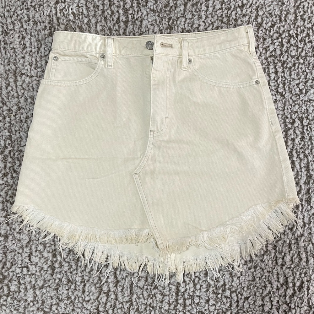 We The Free Distressed Light Ivory washed Jean Skirt
